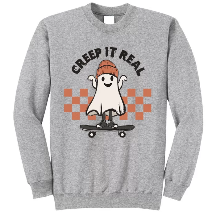 Creep It Real Cute Ghost Skateboard Lazy Halloween Costume Great Gift Tall Sweatshirt