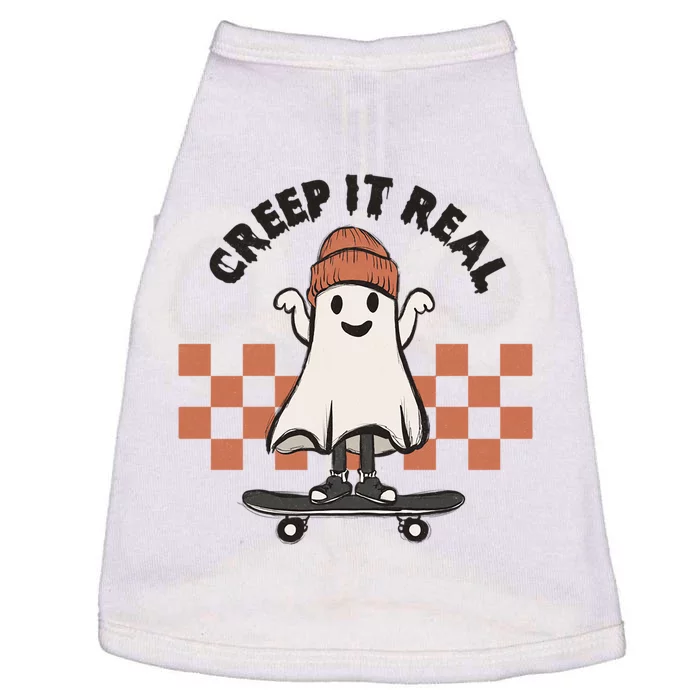 Creep It Real Cute Ghost Skateboard Lazy Halloween Costume Great Gift Doggie Tank