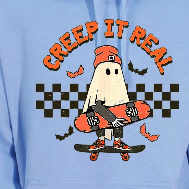 Creep It Real Skateboarding Ghost Retro Halloween Costume Unisex Surf Hoodie