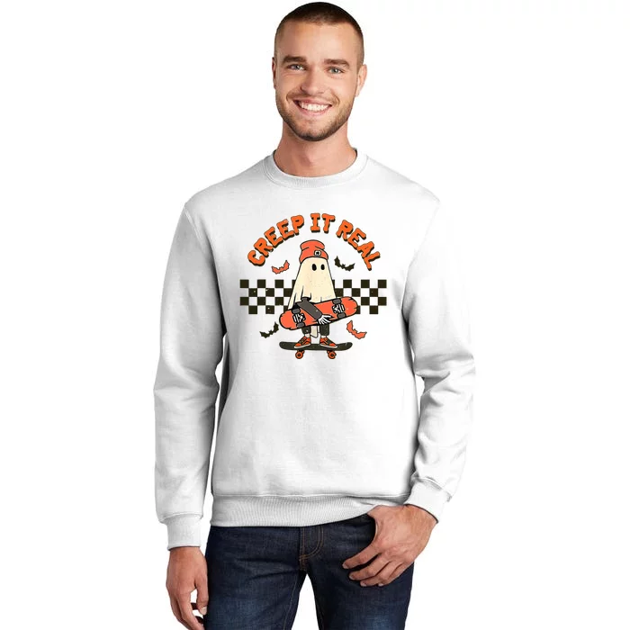 Creep It Real Skateboarding Ghost Retro Halloween Costume Sweatshirt