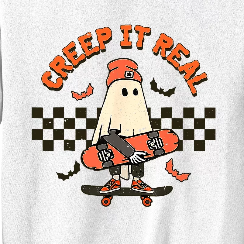 Creep It Real Skateboarding Ghost Retro Halloween Costume Sweatshirt