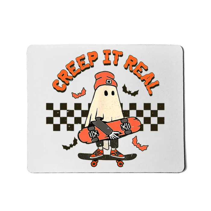 Creep It Real Skateboarding Ghost Retro Halloween Costume Mousepad