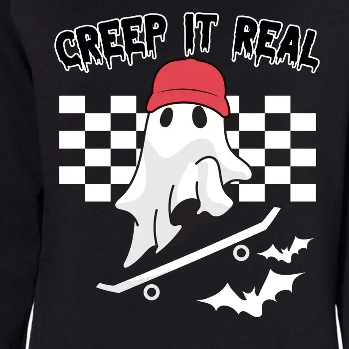 Creek It Real Funny Ghost Halloween Womens California Wash Sweatshirt