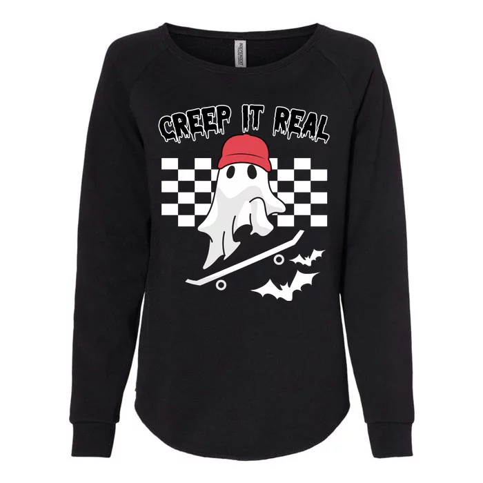 Creek It Real Funny Ghost Halloween Womens California Wash Sweatshirt