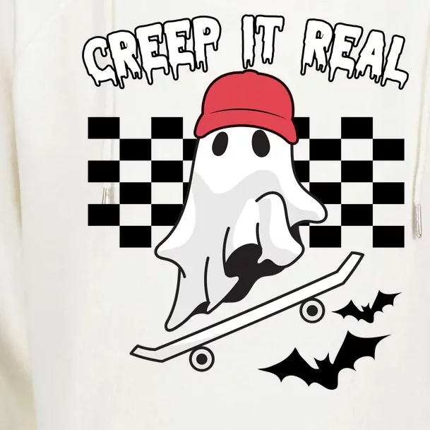 Creek It Real Funny Ghost Halloween Womens Funnel Neck Pullover Hood