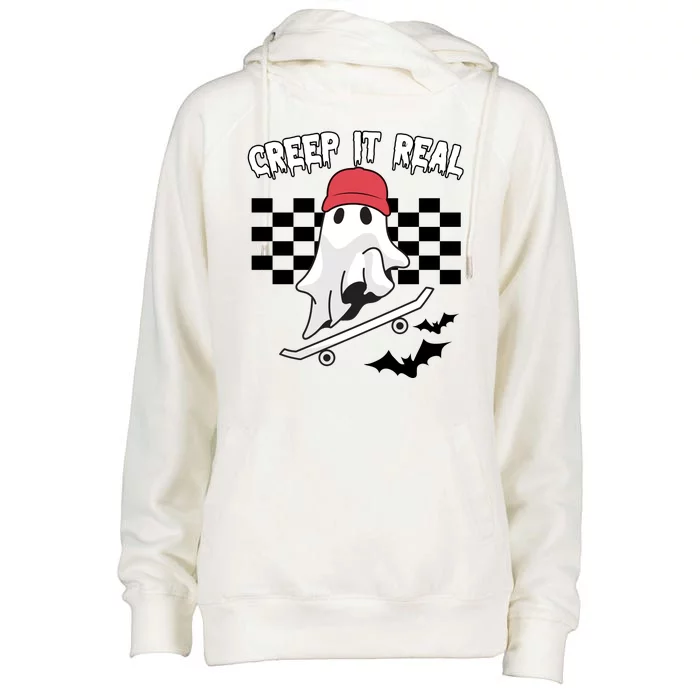 Creek It Real Funny Ghost Halloween Womens Funnel Neck Pullover Hood