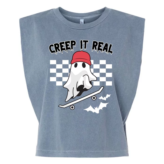 Creek It Real Funny Ghost Halloween Garment-Dyed Women's Muscle Tee