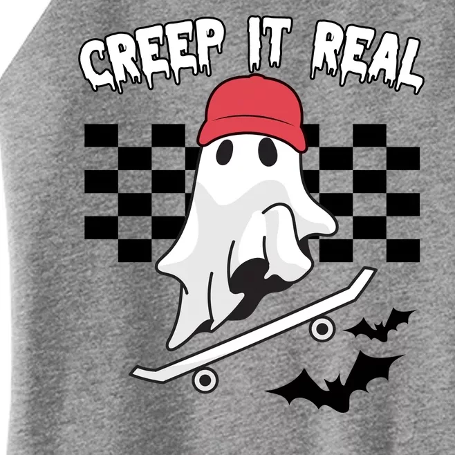 Creek It Real Funny Ghost Halloween Women’s Perfect Tri Rocker Tank