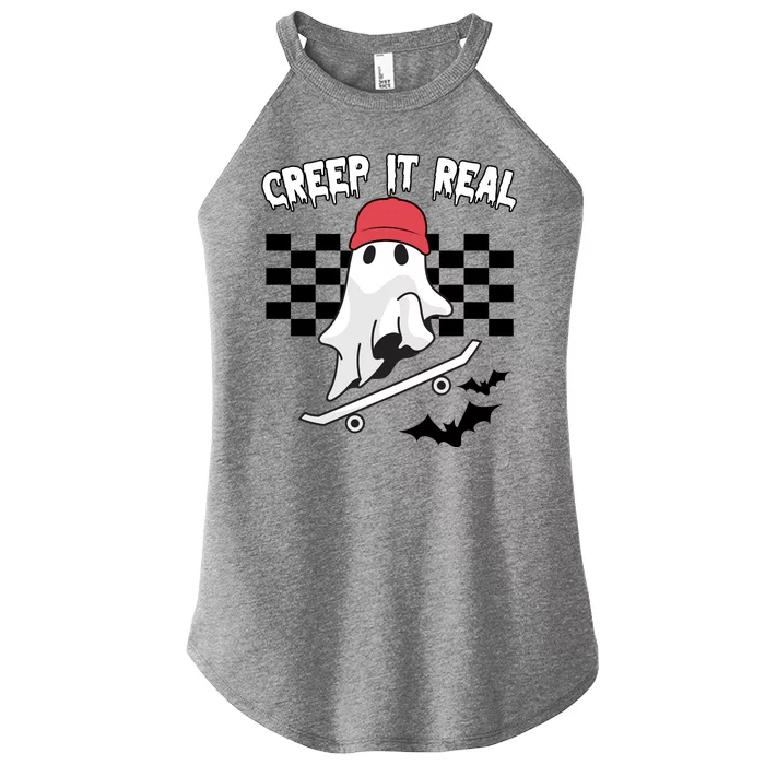 Creek It Real Funny Ghost Halloween Women’s Perfect Tri Rocker Tank