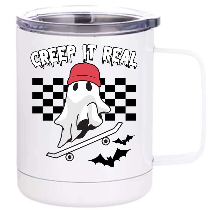 Creek It Real Funny Ghost Halloween Front & Back 12oz Stainless Steel Tumbler Cup