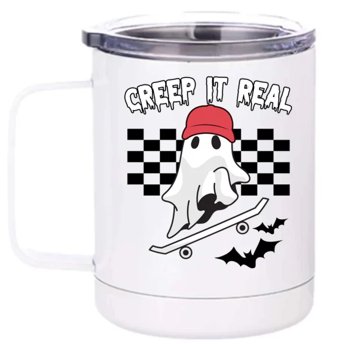 Creek It Real Funny Ghost Halloween Front & Back 12oz Stainless Steel Tumbler Cup