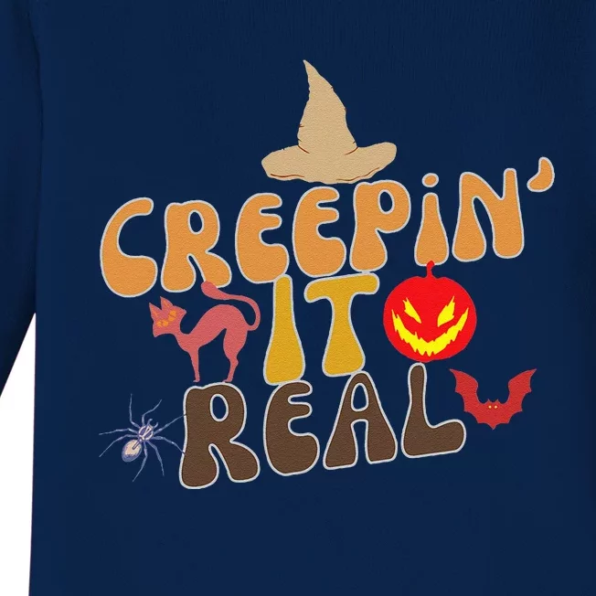 Creepin It Real Spooky Halloween Design Baby Long Sleeve Bodysuit