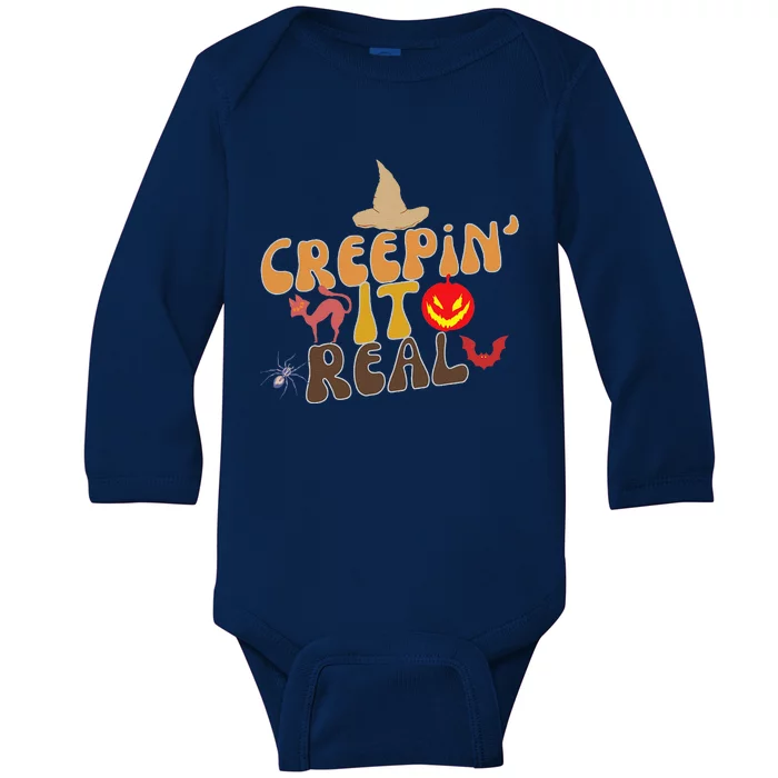 Creepin It Real Spooky Halloween Design Baby Long Sleeve Bodysuit