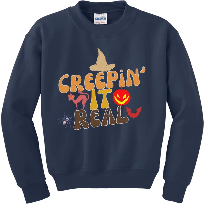 Creepin It Real Spooky Halloween Design Kids Sweatshirt