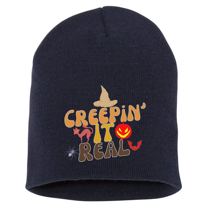 Creepin It Real Spooky Halloween Design Short Acrylic Beanie