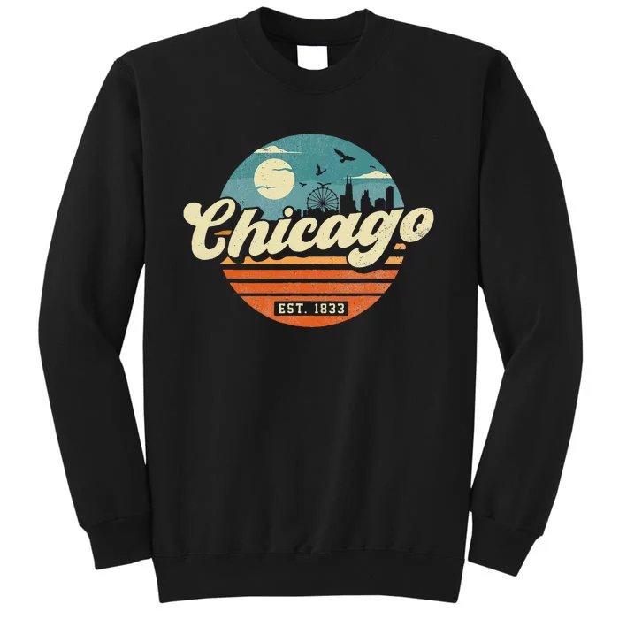 Chicago Illinois Retro Skyline Night Il Souvenirs Sweatshirt