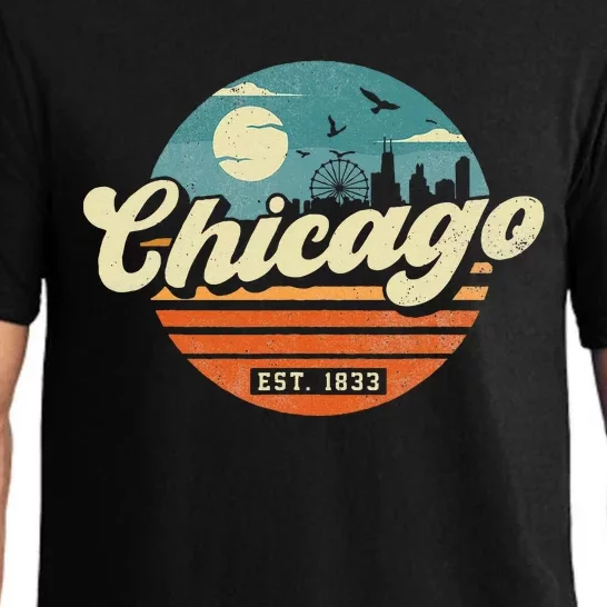 Chicago Illinois Retro Skyline Night Il Souvenirs Pajama Set