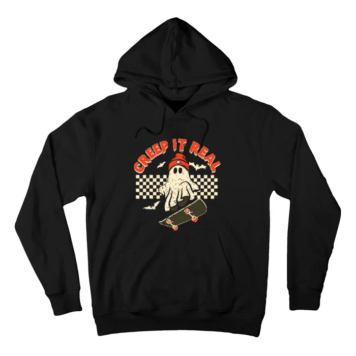 Creep It Real Skateboarding Retro Halloween Ghost Costume Hoodie