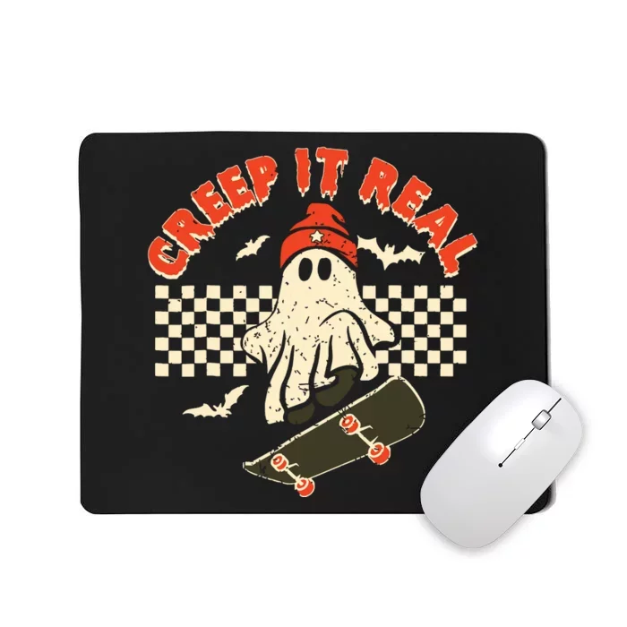 Creep It Real Skateboarding Retro Halloween Ghost Costume Mousepad