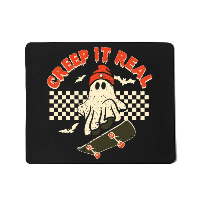 Creep It Real Skateboarding Retro Halloween Ghost Costume Mousepad