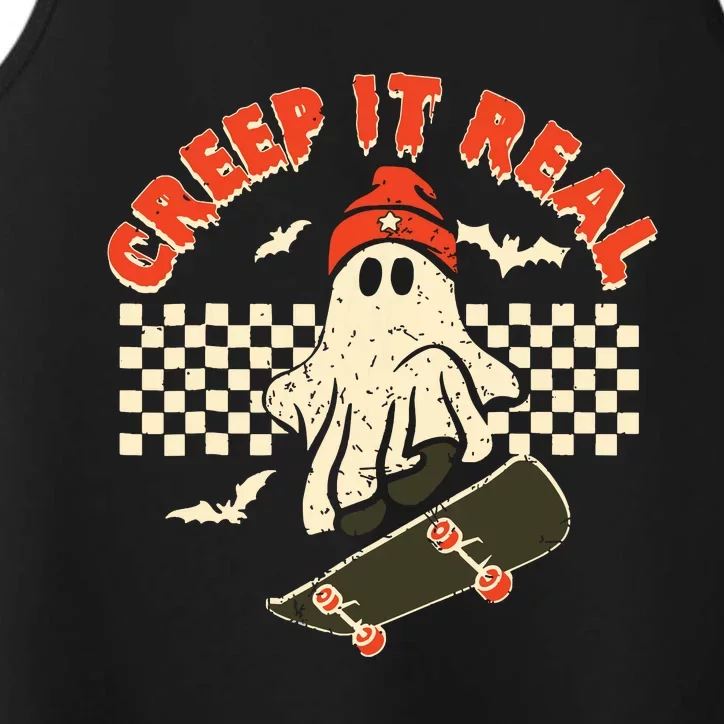 Creep It Real Skateboarding Retro Halloween Ghost Costume Performance Tank