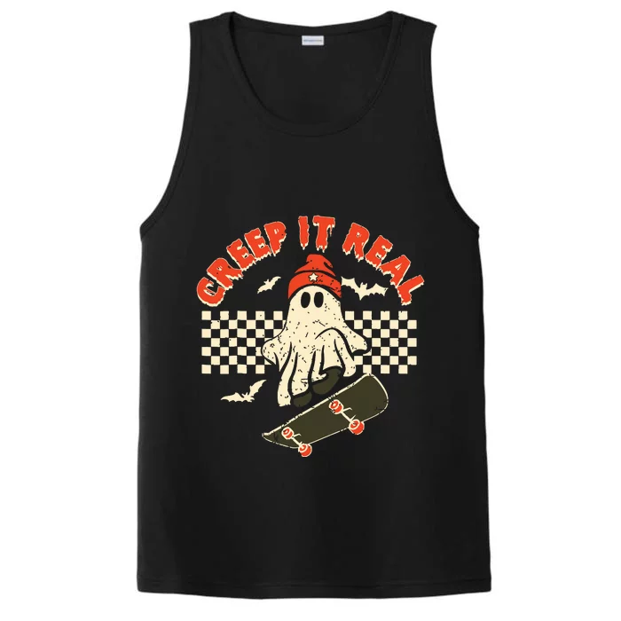 Creep It Real Skateboarding Retro Halloween Ghost Costume Performance Tank