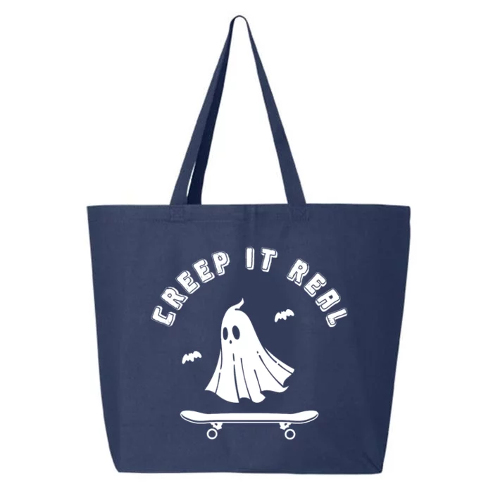 Creep It Real Skateboard Ghost Skateboarding Halloween 25L Jumbo Tote