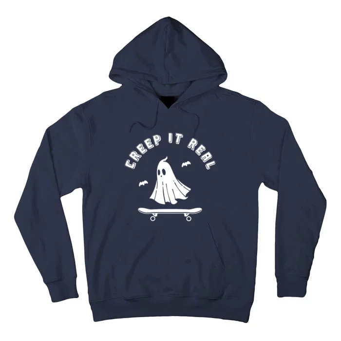 Creep It Real Skateboard Ghost Skateboarding Halloween Tall Hoodie