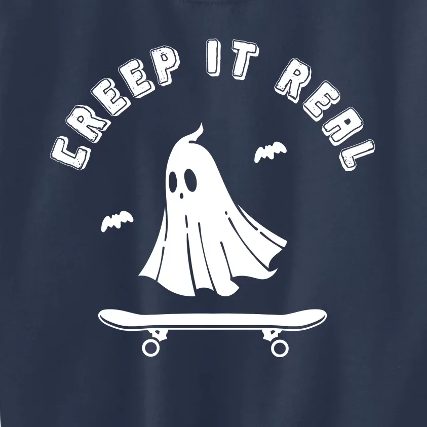 Creep It Real Skateboard Ghost Skateboarding Halloween Kids Sweatshirt