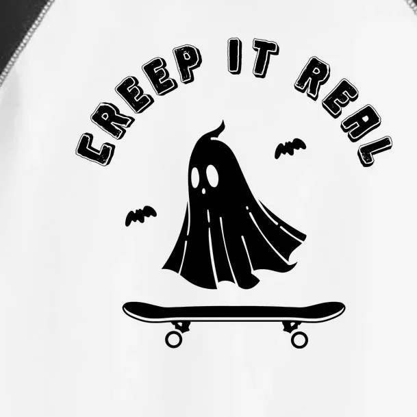 Creep It Real Skateboard Ghost Skateboarding Halloween Toddler Fine Jersey T-Shirt