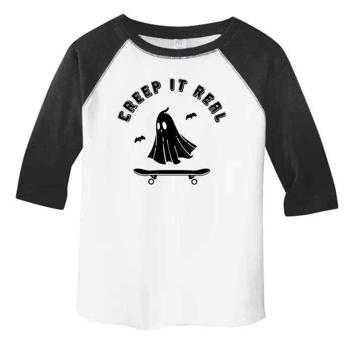 Creep It Real Skateboard Ghost Skateboarding Halloween Toddler Fine Jersey T-Shirt