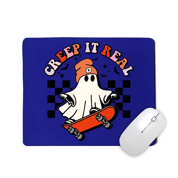 Creep It Real Skateboarding Ghost Retro Halloween Costume Cute Gift Mousepad