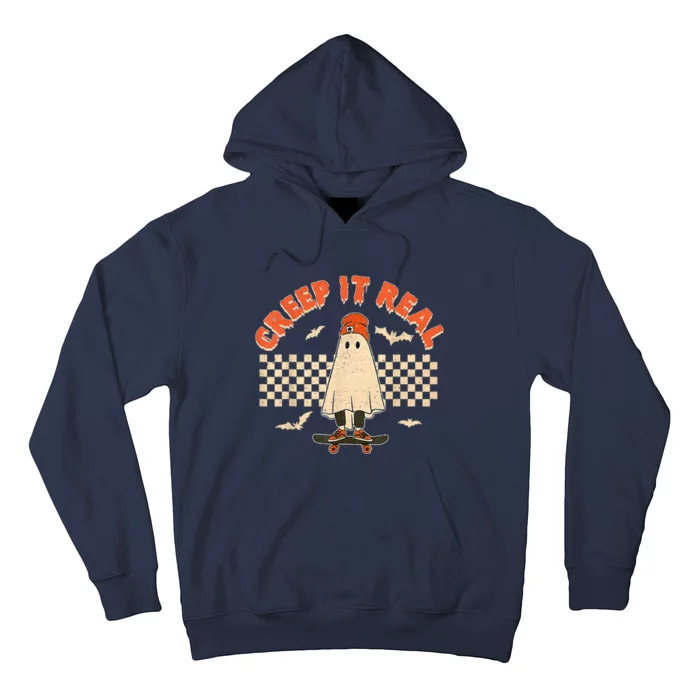 Creep It Real Skateboarding Ghost Retro Halloween Costume Hoodie