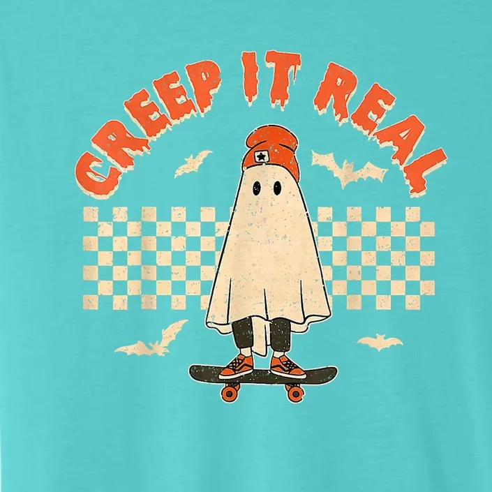 Creep It Real Skateboarding Ghost Retro Halloween Costume ChromaSoft Performance T-Shirt