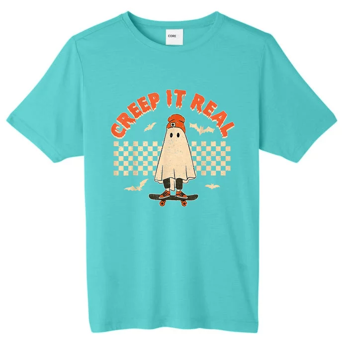 Creep It Real Skateboarding Ghost Retro Halloween Costume ChromaSoft Performance T-Shirt