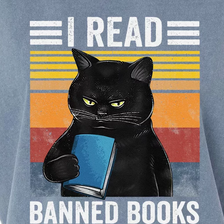 Cat I Read Banned Books Funny Bookworms Reading Book Gift Garment-Dyed Women's Muscle Tee