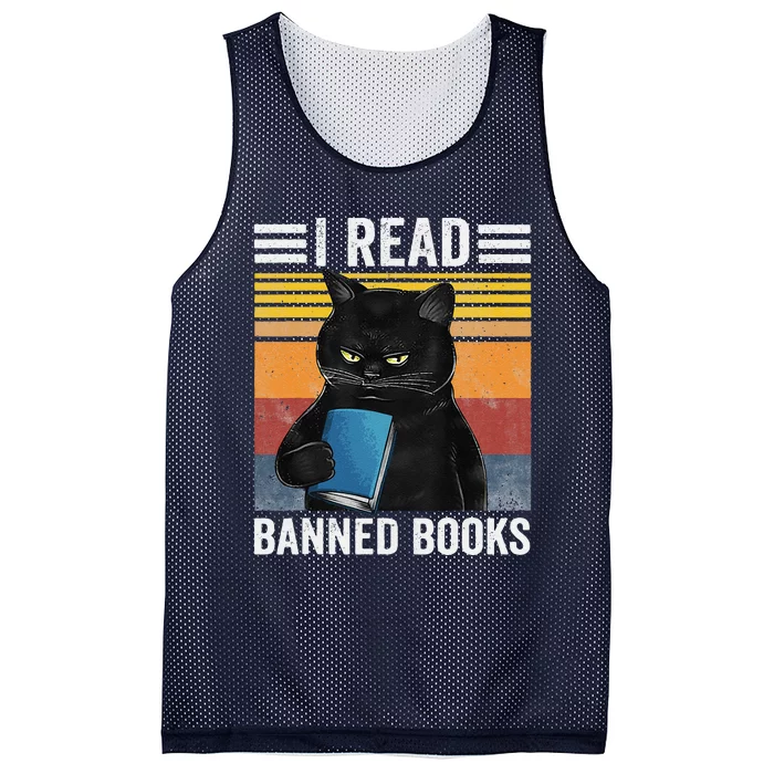 Cat I Read Banned Books Funny Bookworms Reading Book Gift Mesh Reversible Basketball Jersey Tank