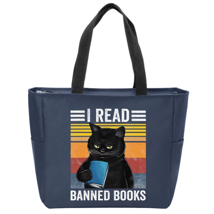 Cat I Read Banned Books Funny Bookworms Reading Book Gift Zip Tote Bag