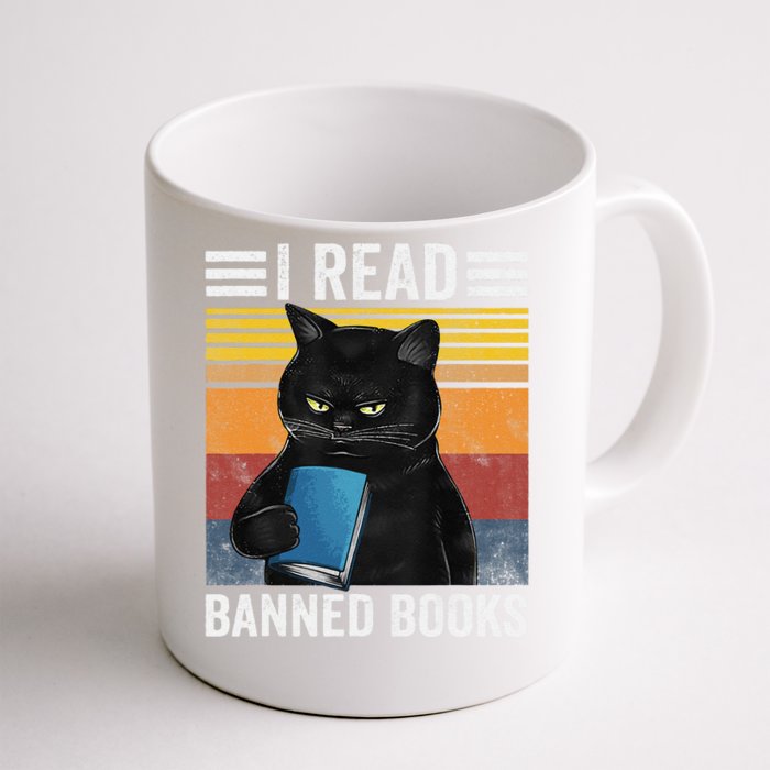 Cat I Read Banned Books Funny Bookworms Reading Book Gift Front & Back Coffee Mug