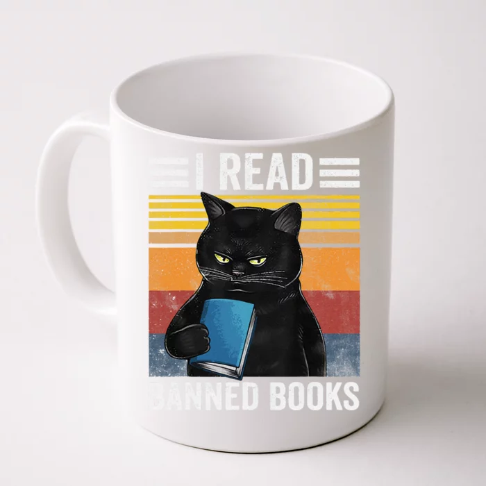 Cat I Read Banned Books Funny Bookworms Reading Book Gift Front & Back Coffee Mug