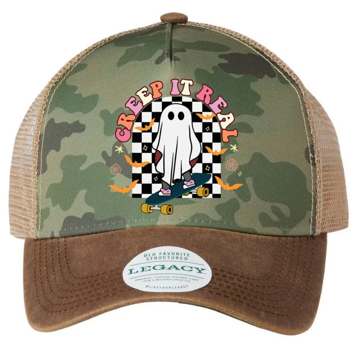 Creep It Real Skateboarder Ghost Halloween Legacy Tie Dye Trucker Hat