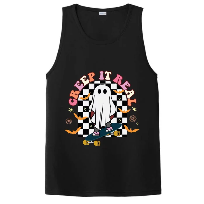 Creep It Real Skateboarder Ghost Halloween Performance Tank