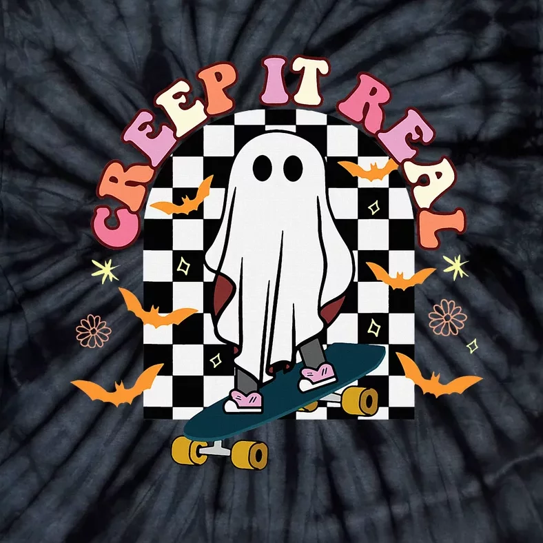 Creep It Real Skateboarder Ghost Halloween Tie-Dye T-Shirt