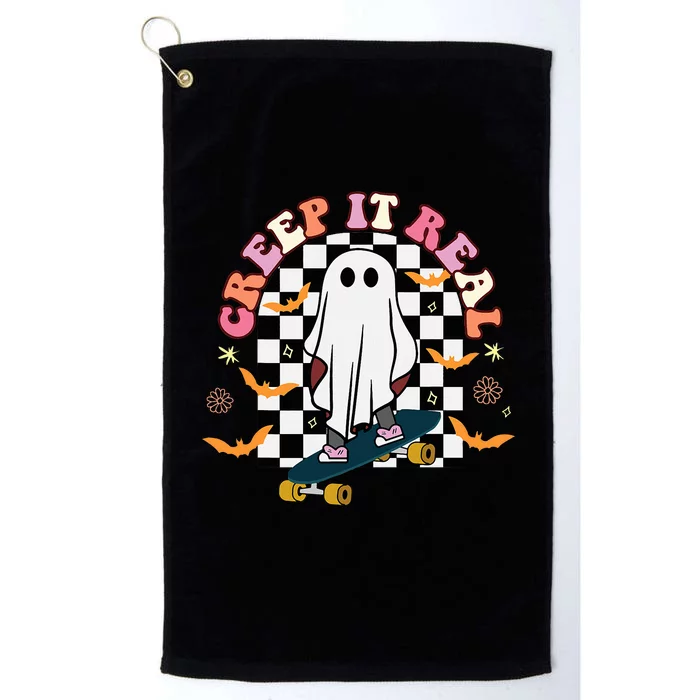 Creep It Real Skateboarder Ghost Halloween Platinum Collection Golf Towel