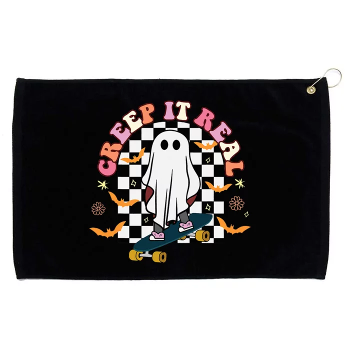 Creep It Real Skateboarder Ghost Halloween Grommeted Golf Towel