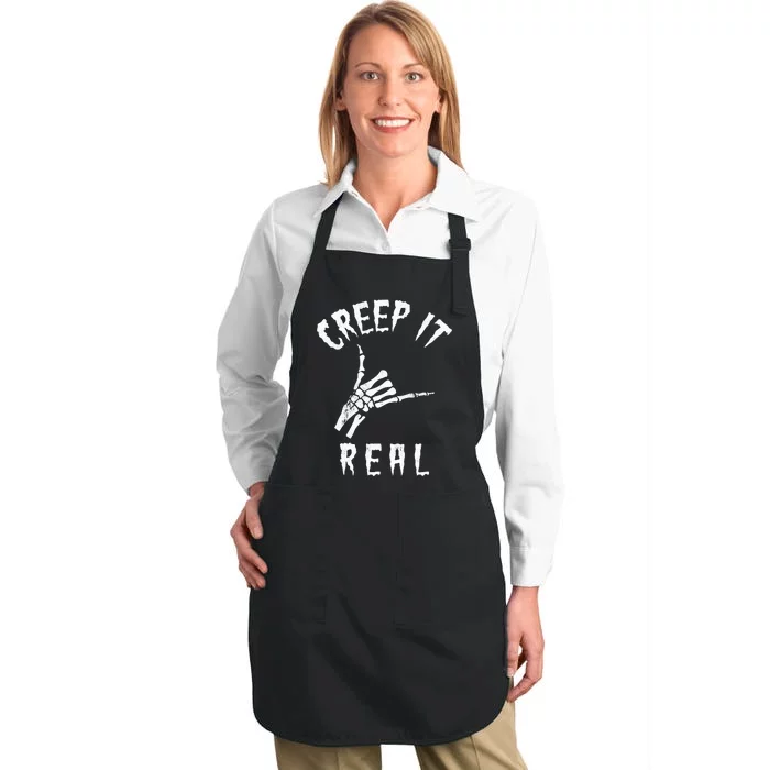 Creep It Real Skeleton Hand Shaka Full-Length Apron With Pocket