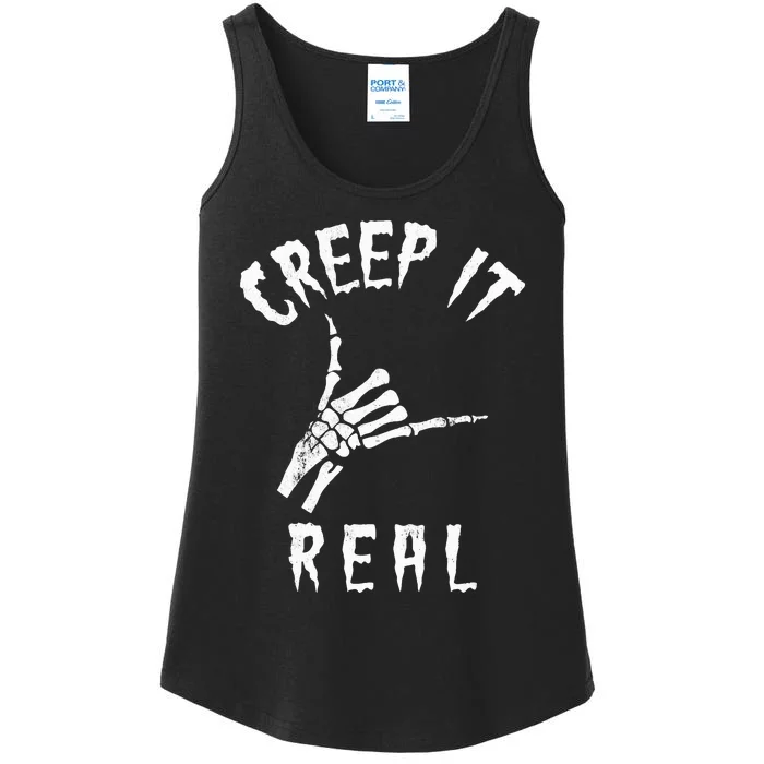 Creep It Real Skeleton Hand Shaka Ladies Essential Tank