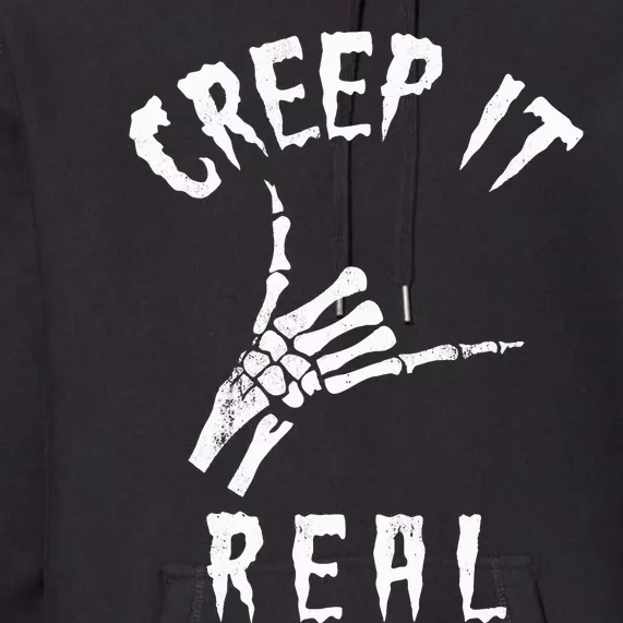 Creep It Real Skeleton Hand Shaka Premium Hoodie