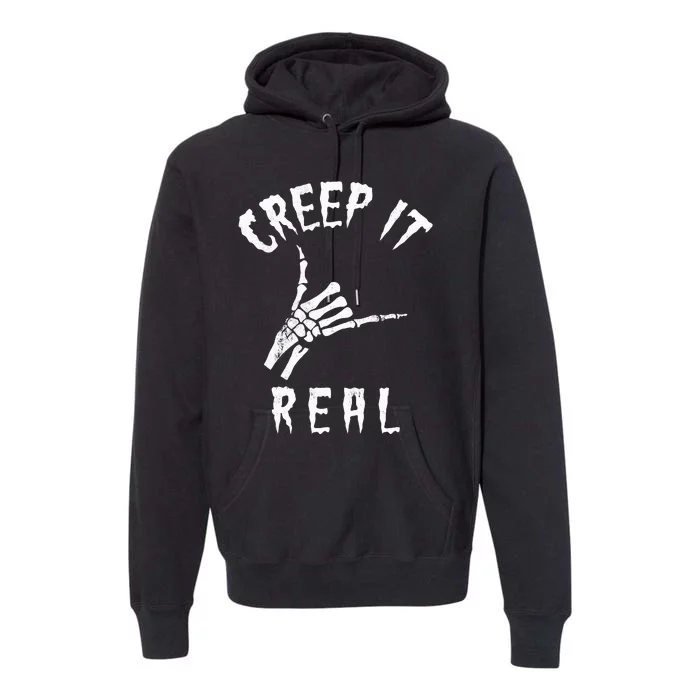 Creep It Real Skeleton Hand Shaka Premium Hoodie