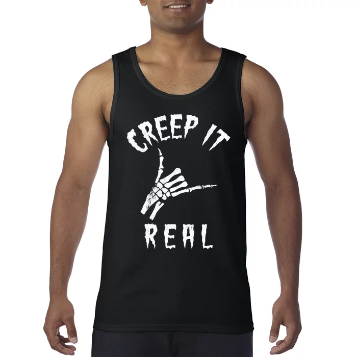 Creep It Real Skeleton Hand Shaka Tank Top